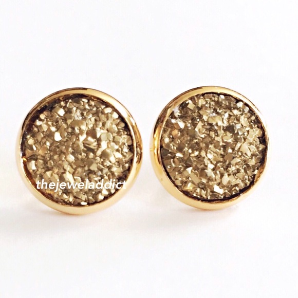thejeweladdict Jewelry - 3 for 15🎀rocky gold flat Drusy style studs